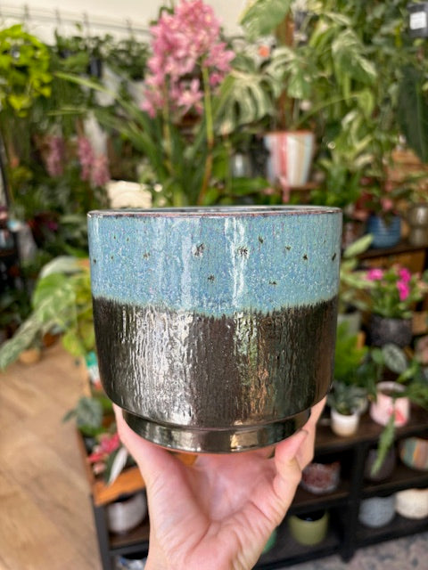 _Vita kerámia kaspó kék/fekete, 12cm